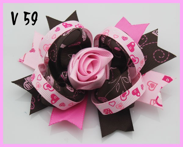 funky Valantine\'s Day hair bows-B girl baby boutique hair bows