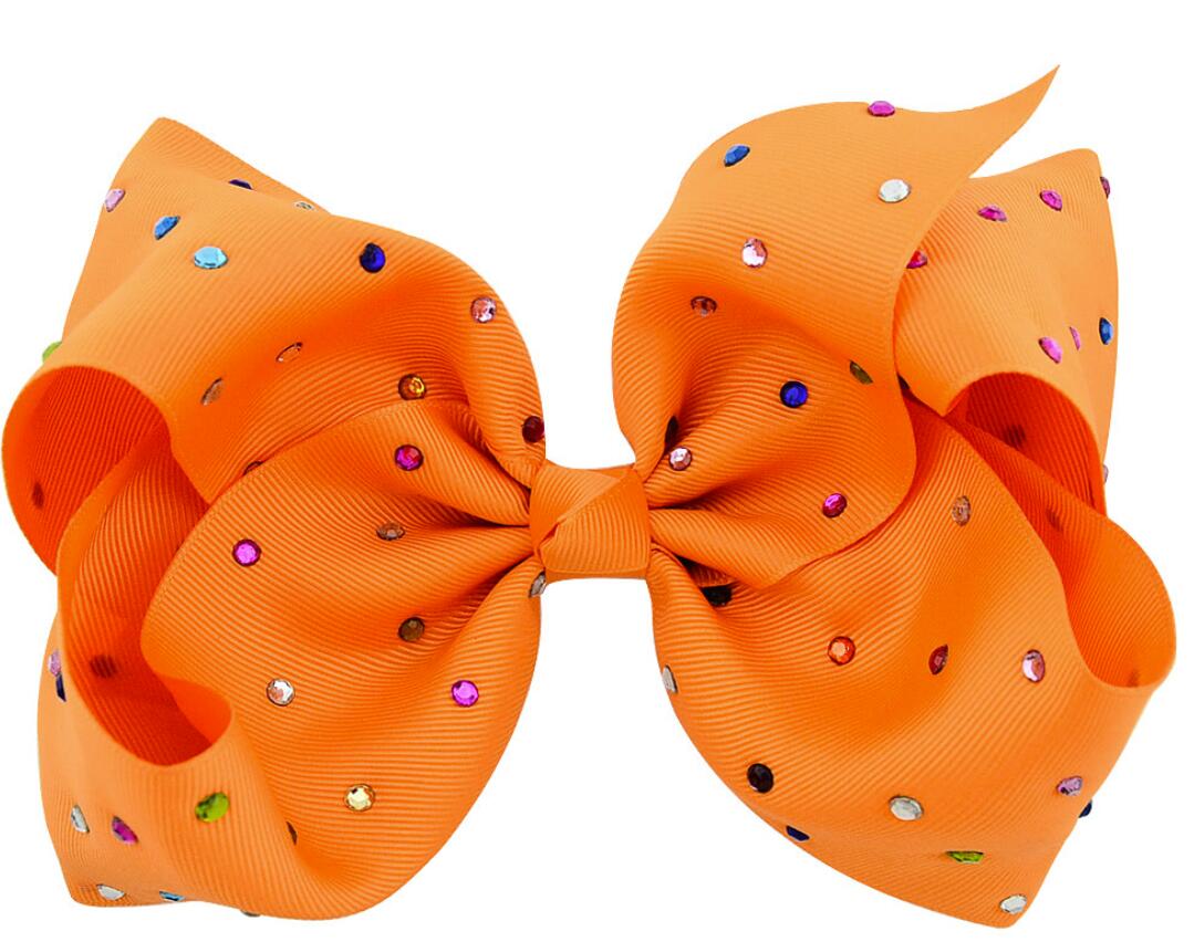 8"Large colorful diamond boutique Bow With Hair Clip rhinestones