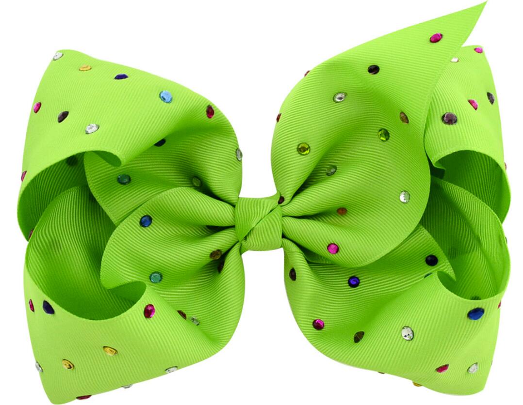 8\"Large colorful diamond boutique Bow With Hair Clip rhinestones