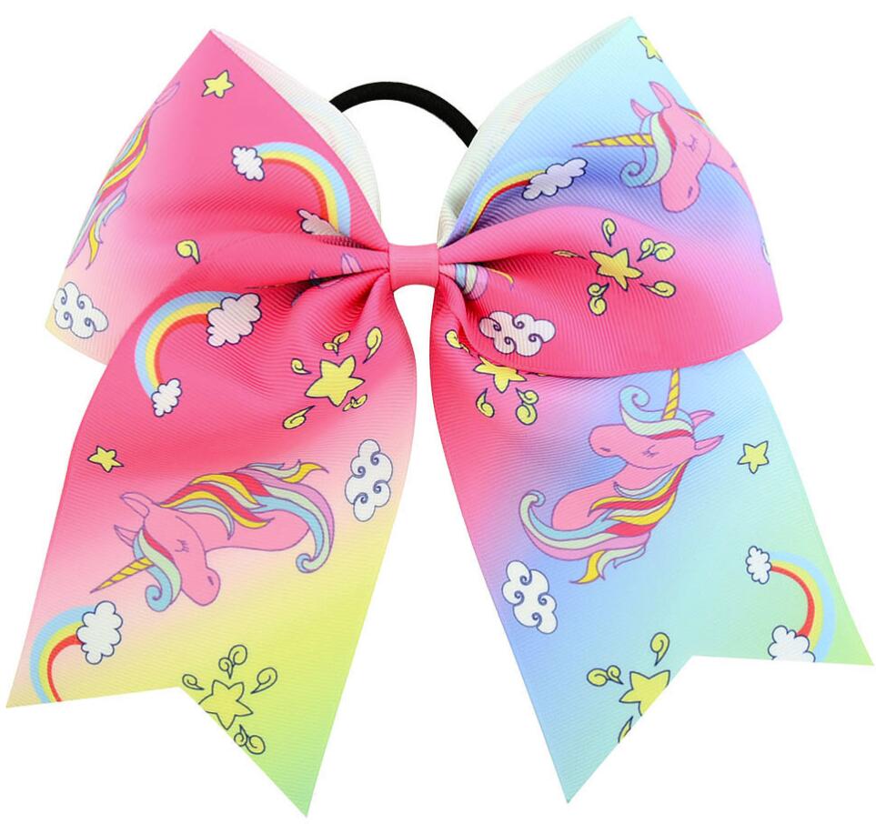 7-8\"unicorn cheerleading Bow unicorn cheer hair bows Girls Kids