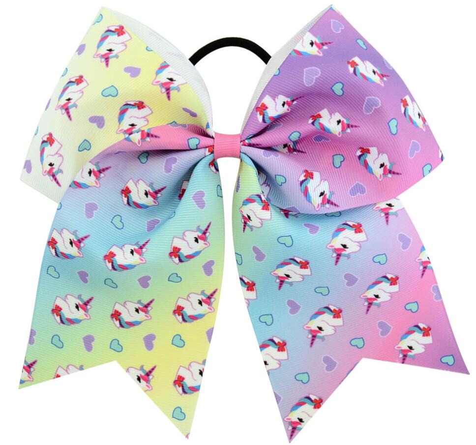 7-8\"unicorn cheerleading Bow unicorn cheer hair bows Girls Kids