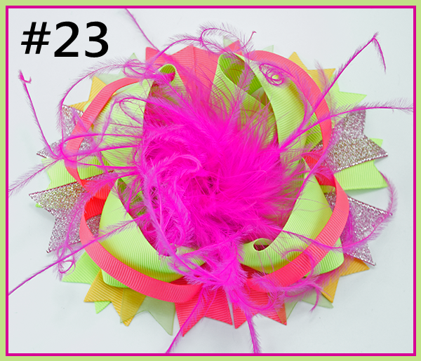 6\'\' over the top bows for hair feather hair bows with great clip