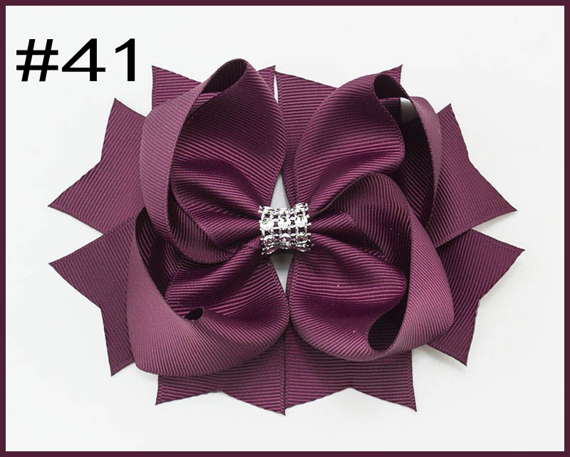 5.5\'\'rhonestones two tone hair bows twist boutique hair clips