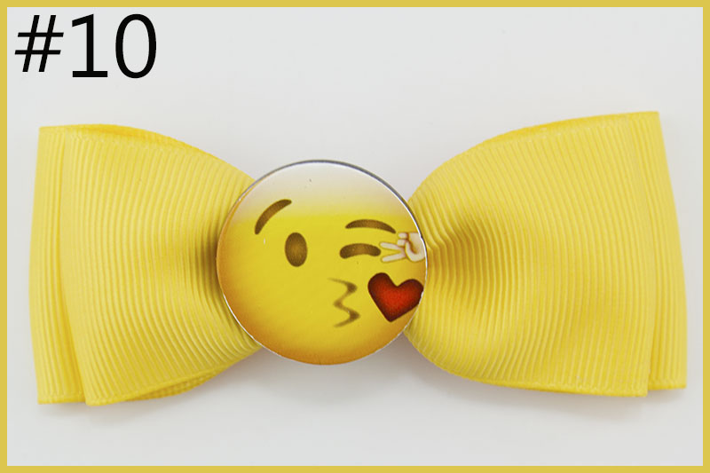 4.5\" Emoji Hair Bow, Girl Hair Bows, Handmade Boutique Bow, Emoj