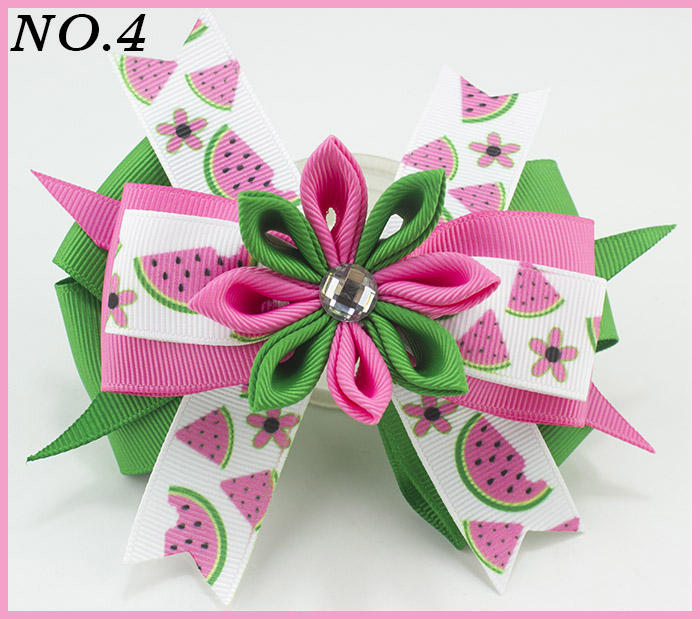 4.5'' kanzashi layered Girl hair accessorieswatermelon hair bows
