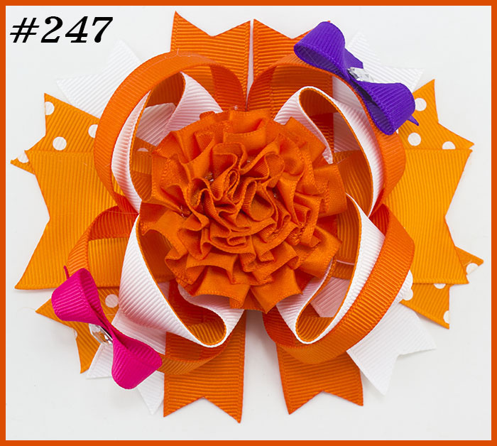 Orange Hair BowTwisted Boutique Bow Big Hairbow Baby Girl Tange