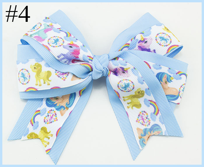4-4.5'' unicorn cheerleading hair bows cartoon cheer hair clips