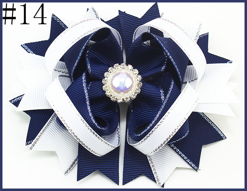 4.5'' pearl inspired hair bows colorful silver hair bows