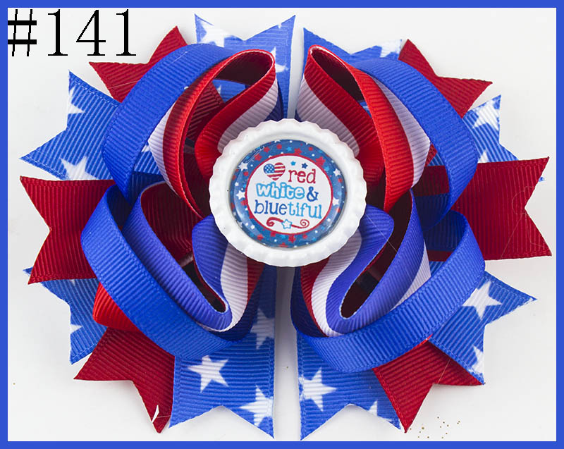 4th of july hair bows red white and blue beautiful