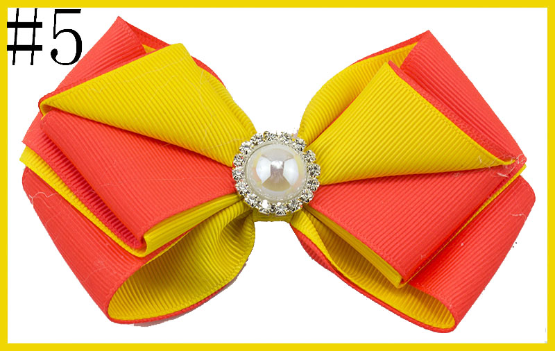 4.5'' layered two color boutique hair bows twist hair bows with