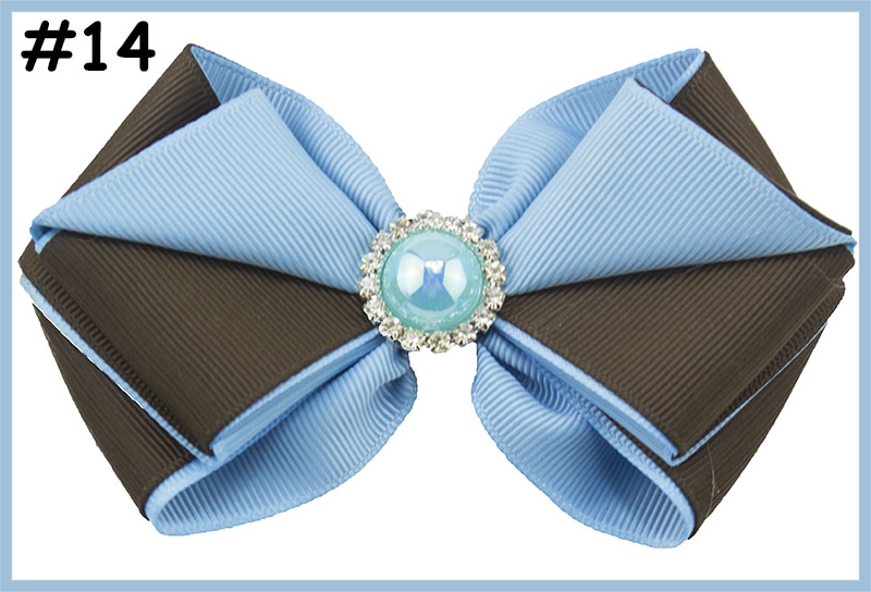 4.5\'\' layered two color boutique hair bows twist hair bows with