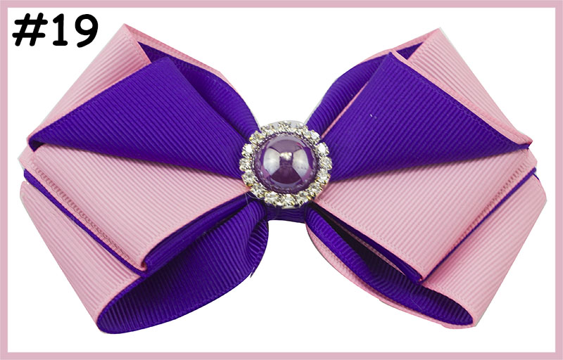 4.5'' layered two color boutique hair bows twist hair bows with