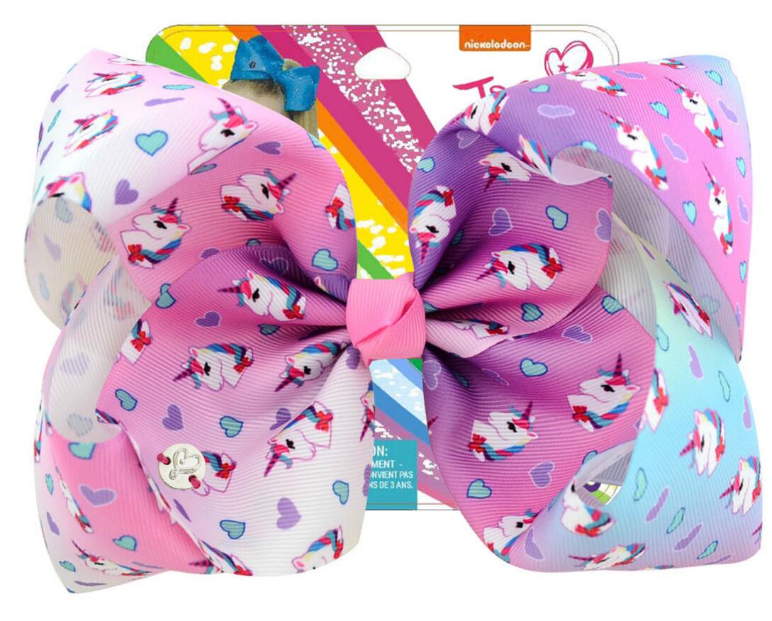 8" Large JoJo Bow With Hair Clip unicorn big hair bows For Girls