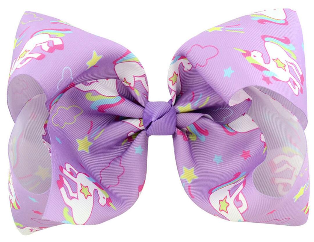 8"Large unicorn Bow With Hair Clip unicorn big hair bows ombre