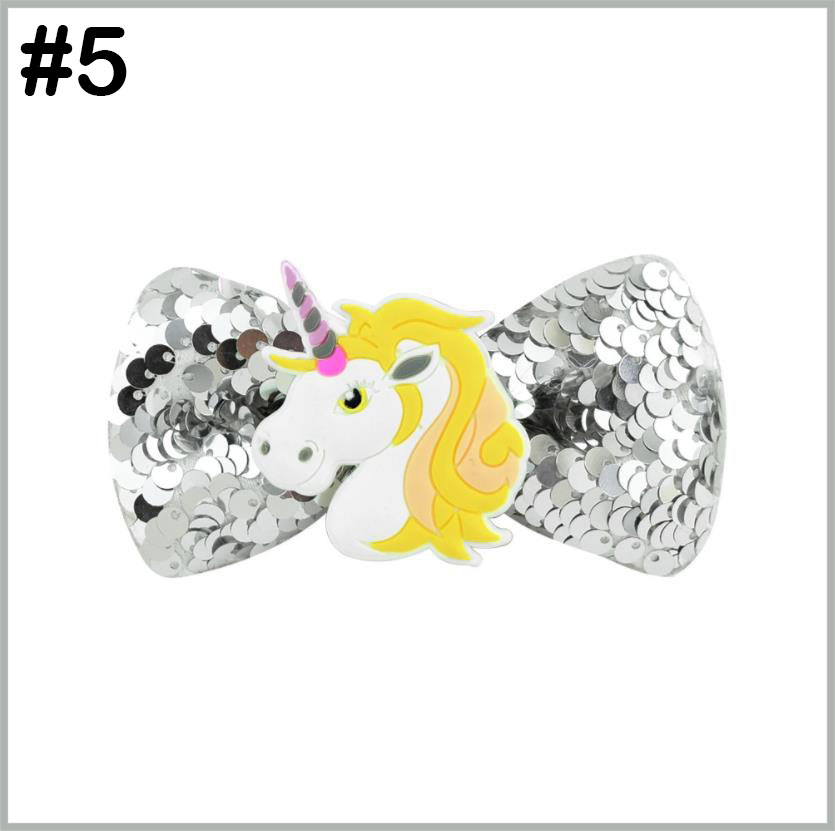 Cartoon Sequin Hair Bows Headbands Rainbow Unicorn Hairbands