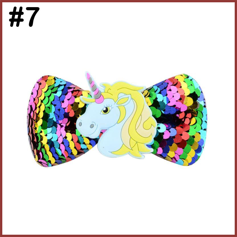 Cartoon Sequin Hair Bows Headbands Rainbow Unicorn Hairbands