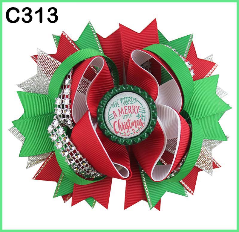 Christmas hair bows Candy Cane Bow Santa Hair clip Reindeer