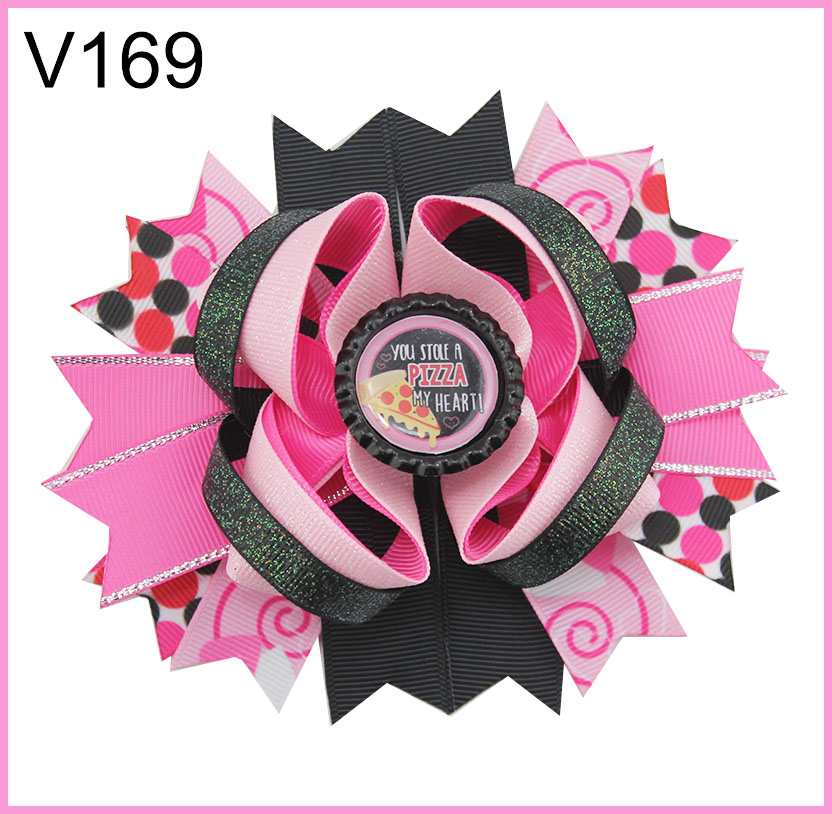 funky Valantine\'s Day hair bows-B girl baby boutique hair bowsPr