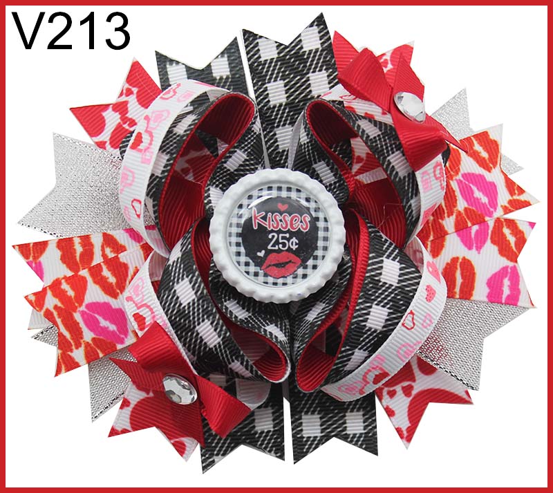 funky Valantine's Day hair bows-B girl baby boutique hair bows