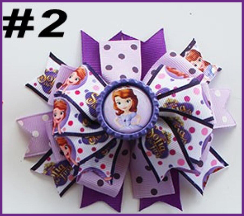 4.5\'\' Stacked Boutique Hair Bow with Bottle Cap Center hair bows