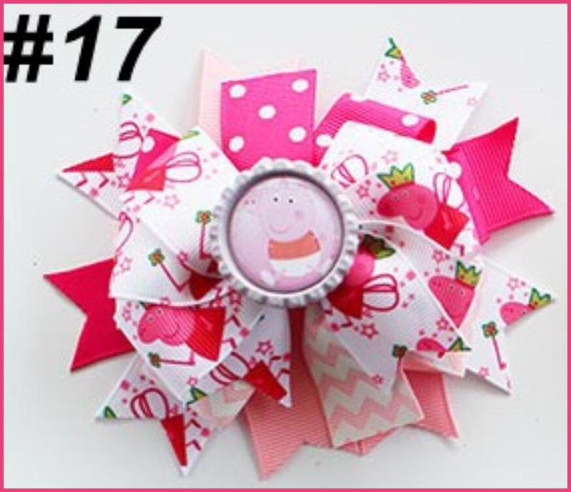 4.5\'\' Stacked Boutique Hair Bow with Bottle Cap Center hair bows