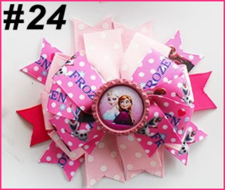4.5'' Stacked Boutique Hair Bow with Bottle Cap Center hair bows