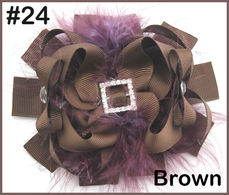 4.5\'\' feather hair bows with rhinestone hair clips
