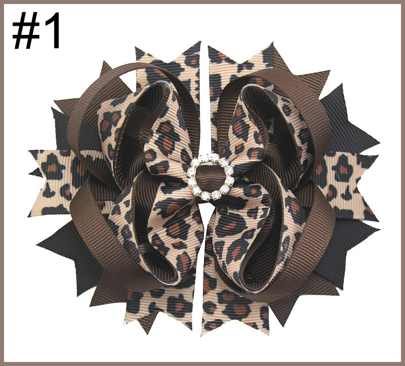 4.5\'\' leopard Print Hair bow animal print bows cheetah hair acce