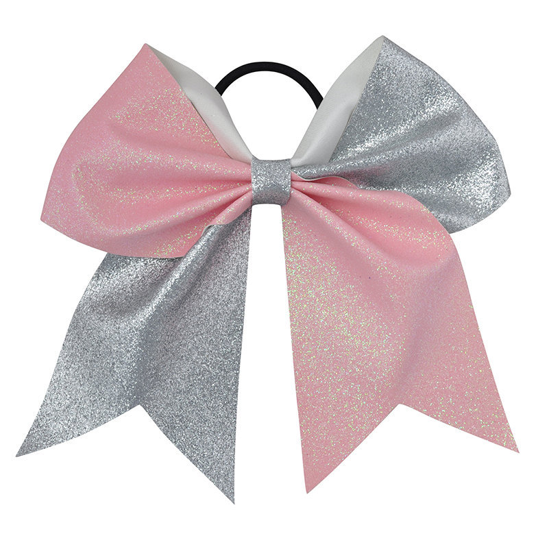 7.5" Bling Sparkly Glitter two tone cheerleading Bows