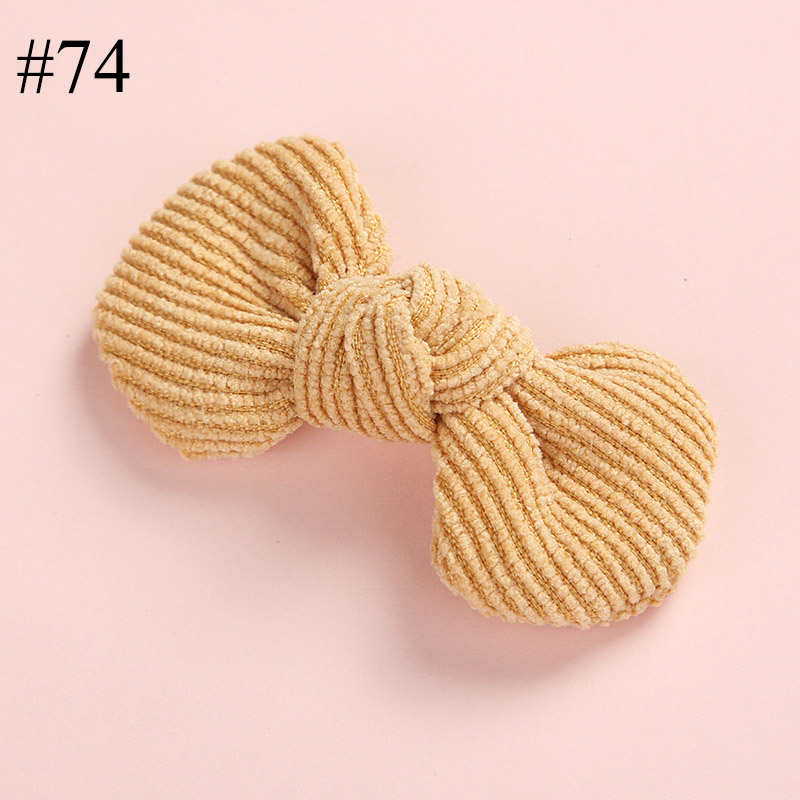 Corduroy Bow Hairpins Clips For Girls Mini Solid Headwear Kids