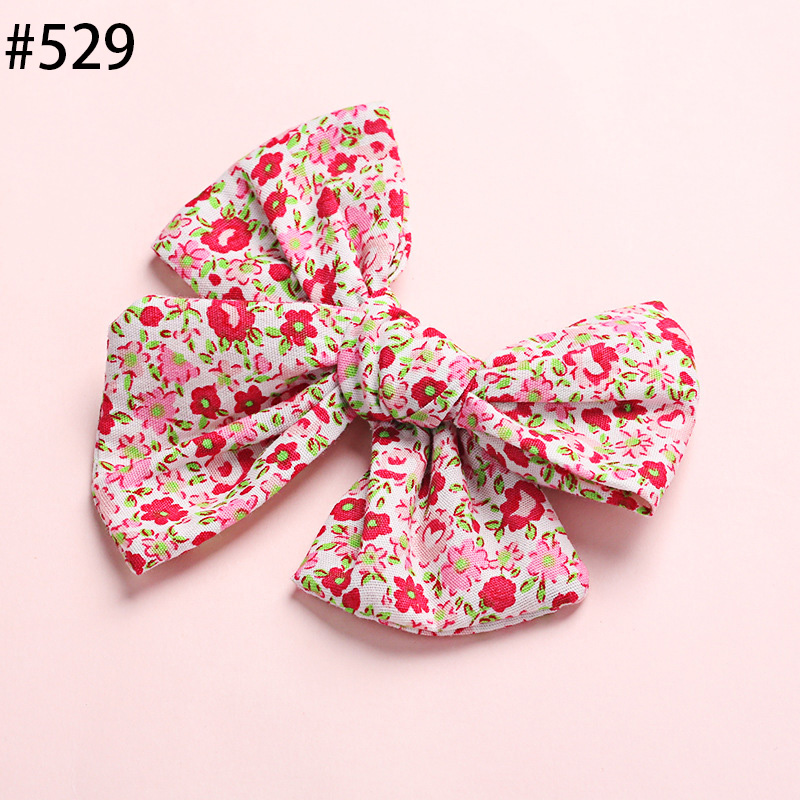 Oversize New Fashion Style Girls Fabric Cotton Bows Hair Clips S