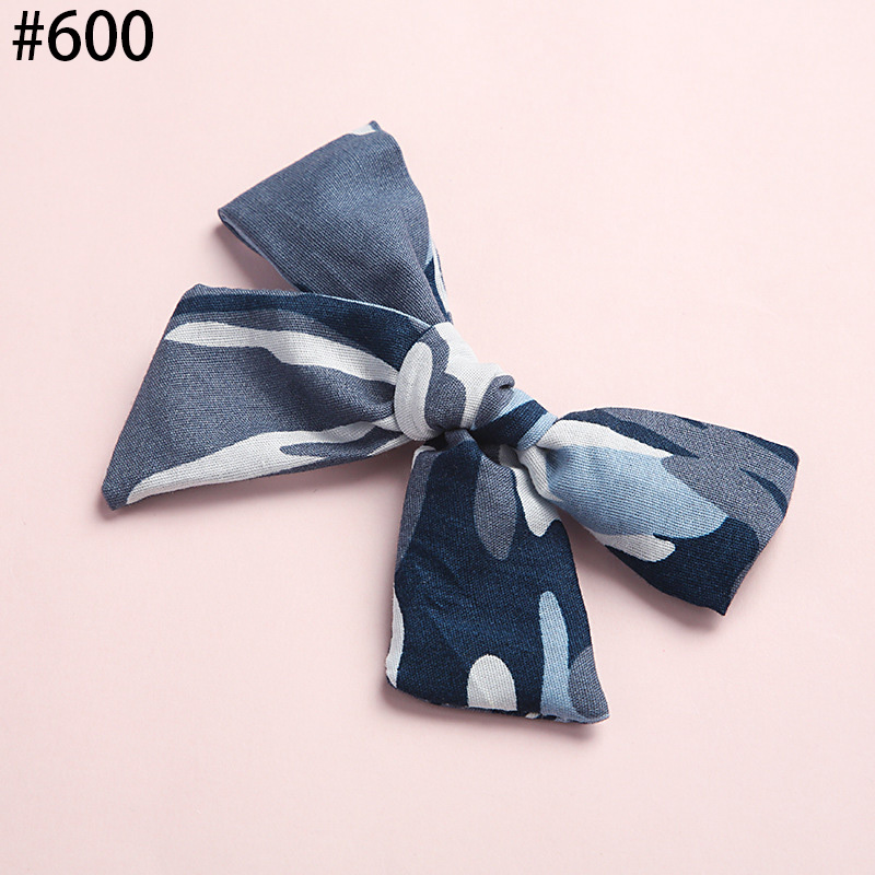 School Girls Camouflage Prints Cotton Bows Hair Clips Top Qualit
