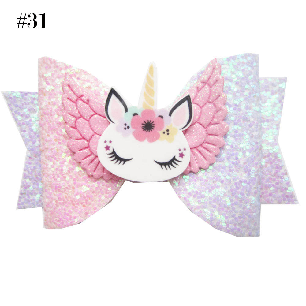 3.5\'\' Cute Unicorn Hairpins Kids Princess Shiny Glitter Hair Cli