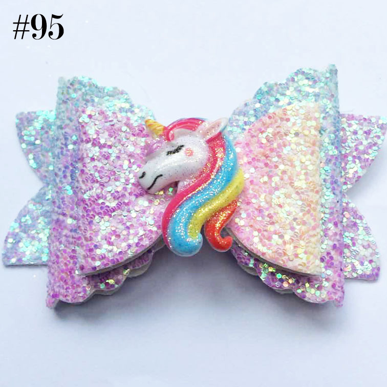 unicorn hair clip unicorn bow Cartoon Unicorn Colorful Sequined