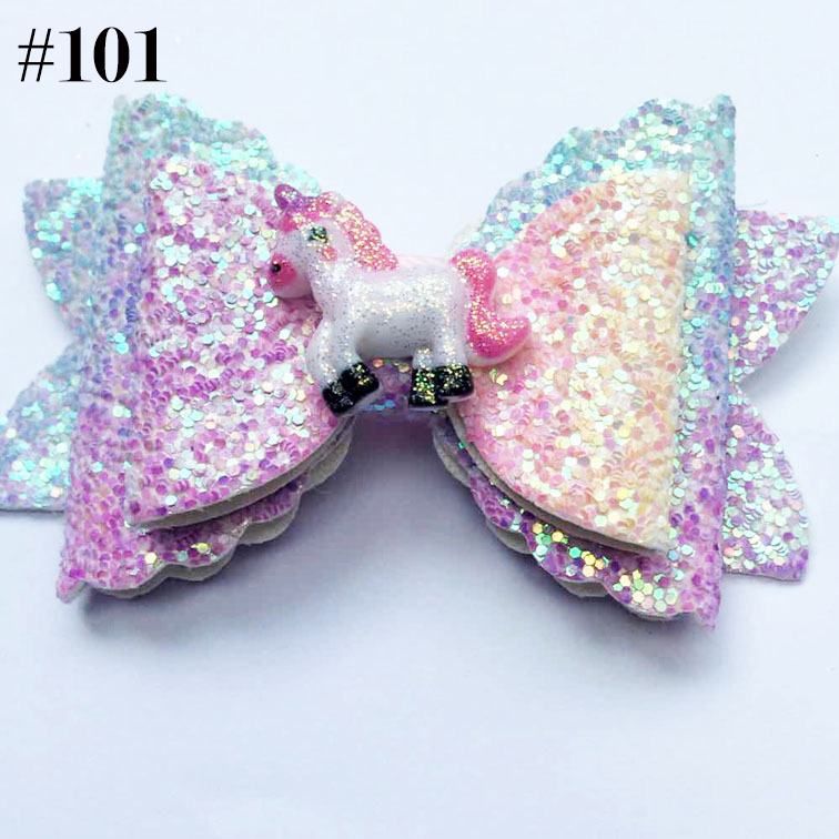 3.5'' rainbows glitter kid unicorn hair clip