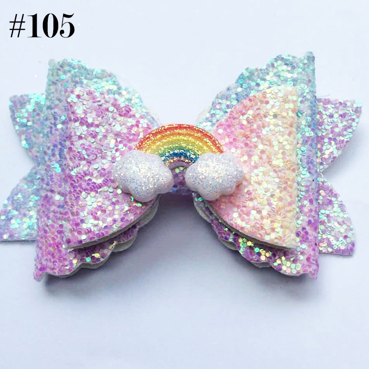 3.5\'\' rainbows glitter kid unicorn hair clip