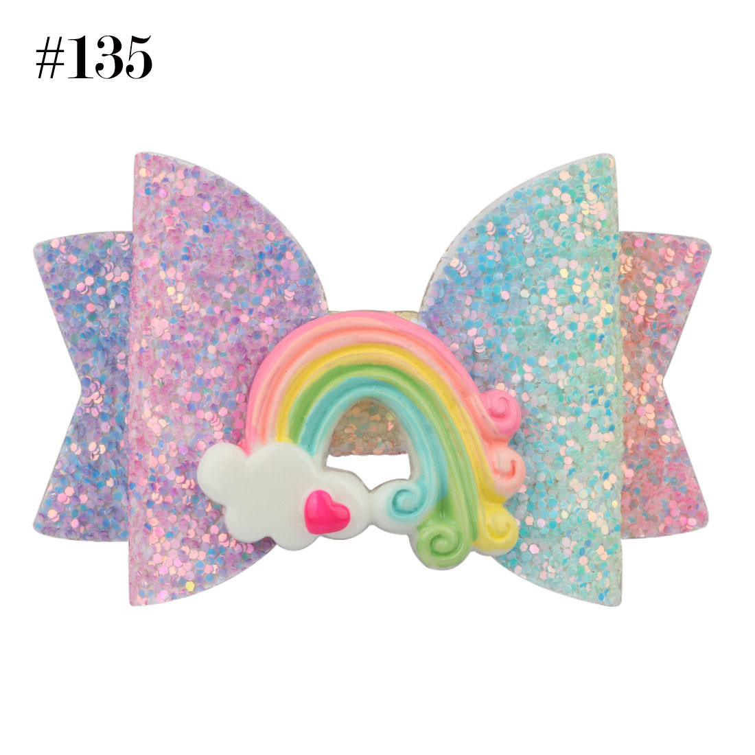 Rainbow and cake Princess Hairgrips Glitter Hair Bows