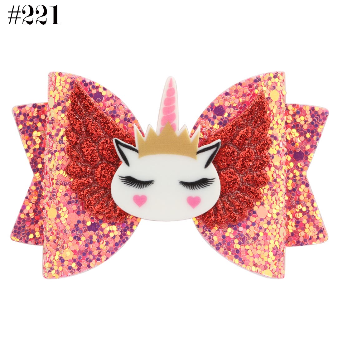 3"Unicorn Glitter Wings Hairpins Girls Hair bows