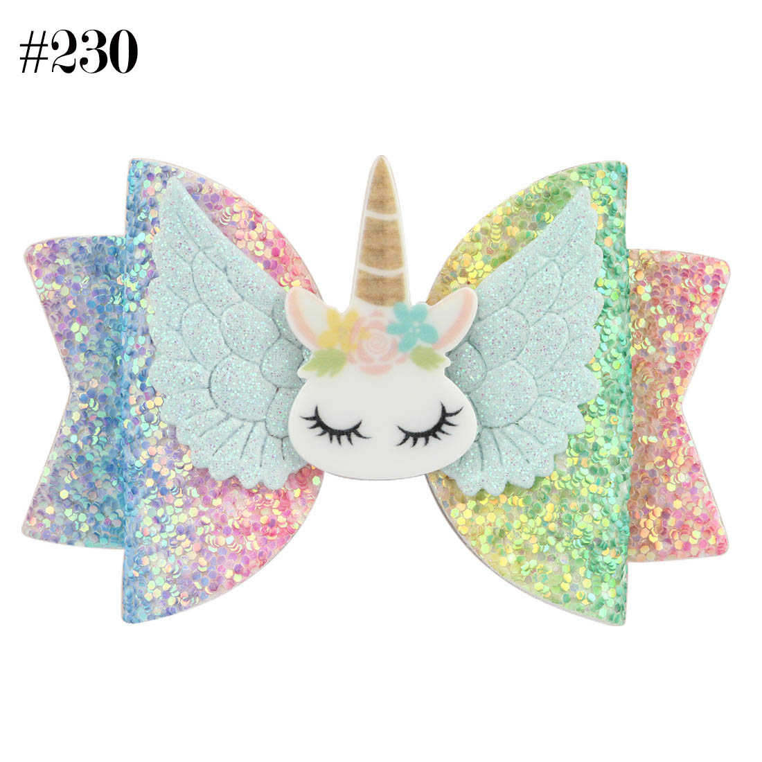 3"Unicorn Glitter Wings Hairpins Girls Hair bows