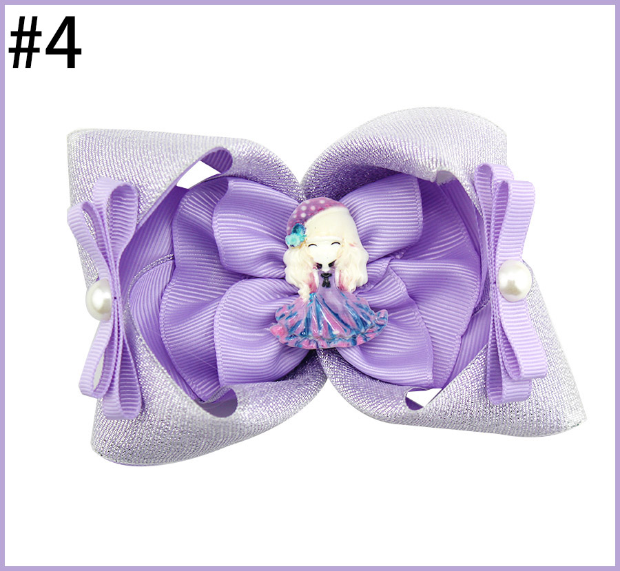 Little princess girl hair bows big glitter ribbon doll baby