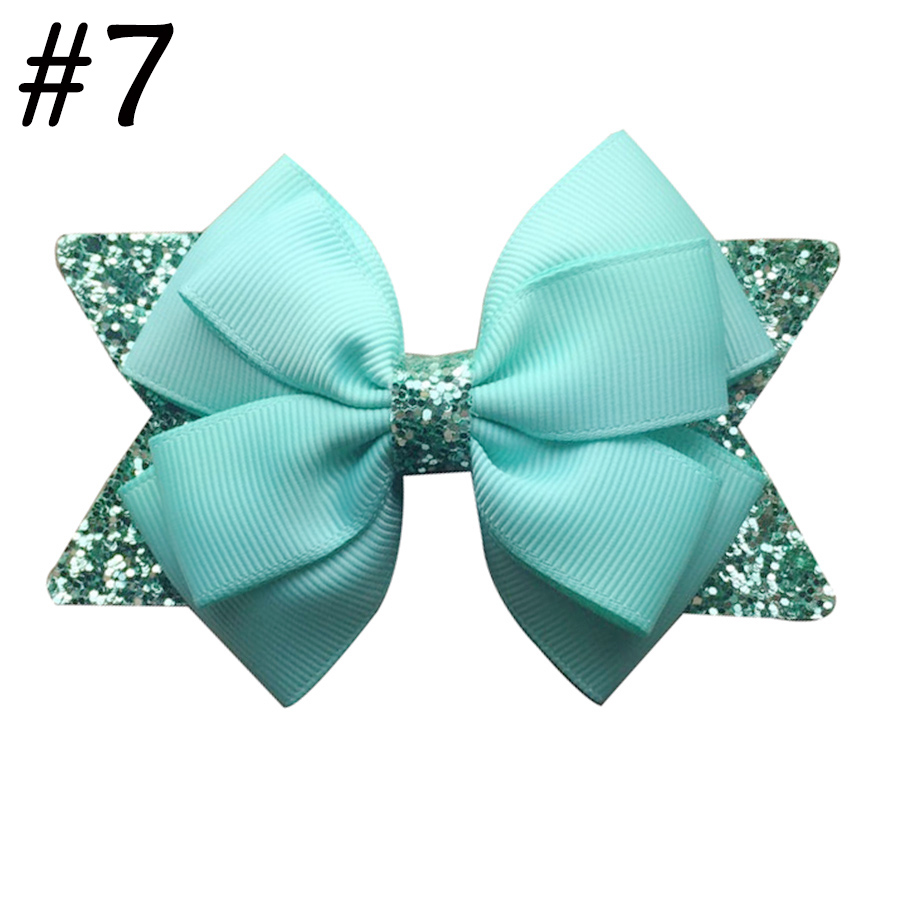 4' Glitter hair bows three layer boutique bows