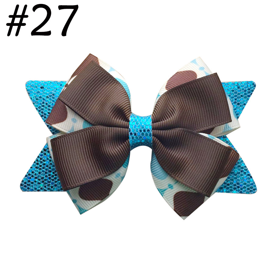 4'' Glitter hair bows three layer boutique bows