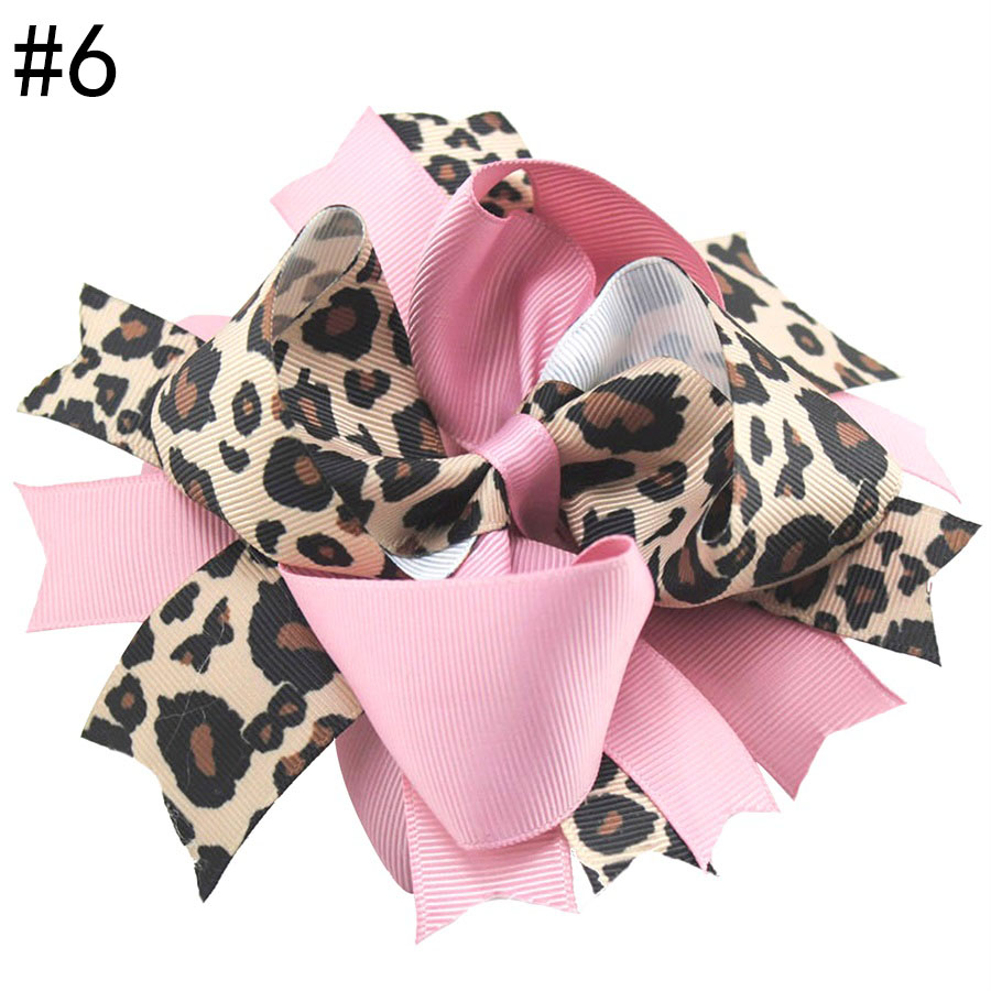 5.5-6\'\'leopard big girl hair Bows Accessories With Clip Boutique