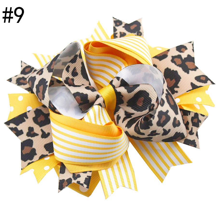5.5-6\'\'leopard big girl hair Bows Accessories With Clip Boutique