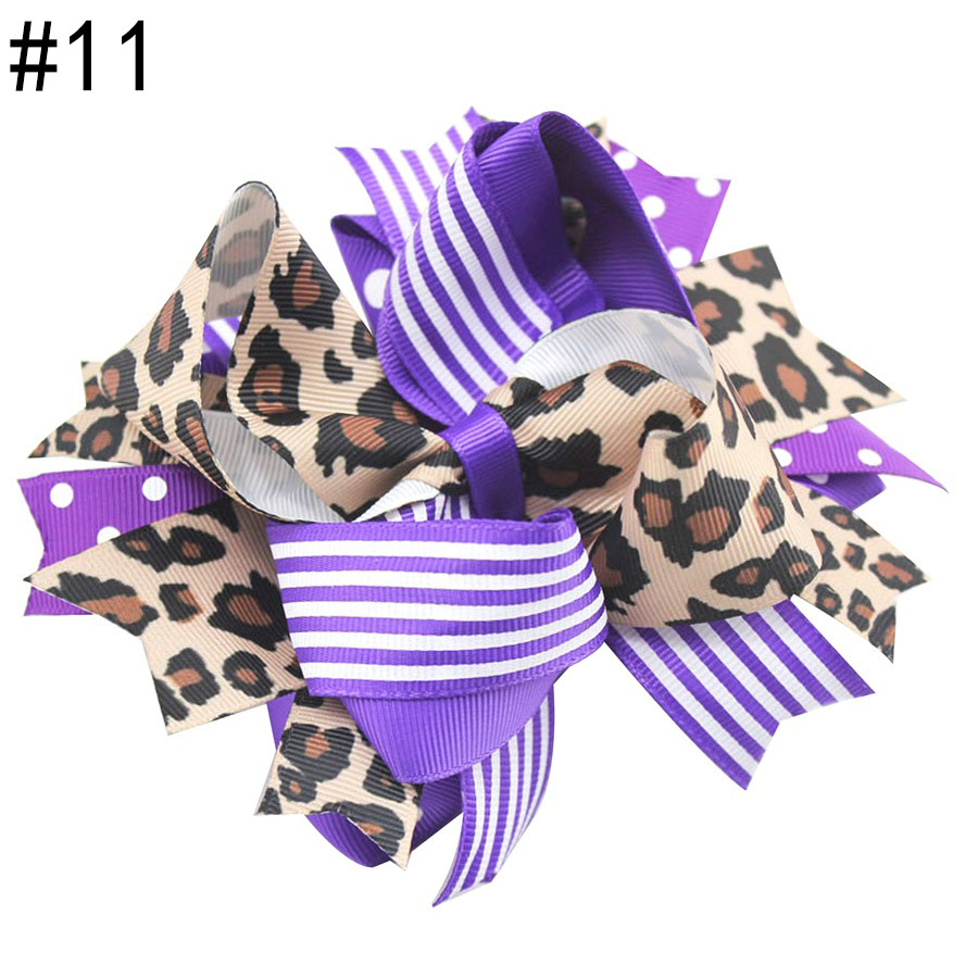5.5-6''leopard big girl hair Bows Accessories With Clip Boutique
