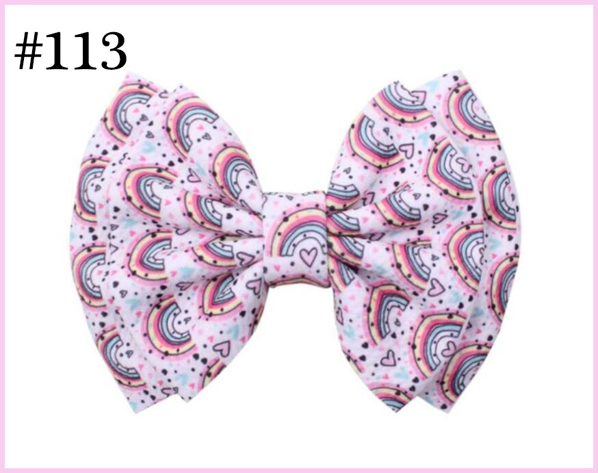 6\'\' Double Layer Hair Clips liverpool fabric unicorn Hair Bows