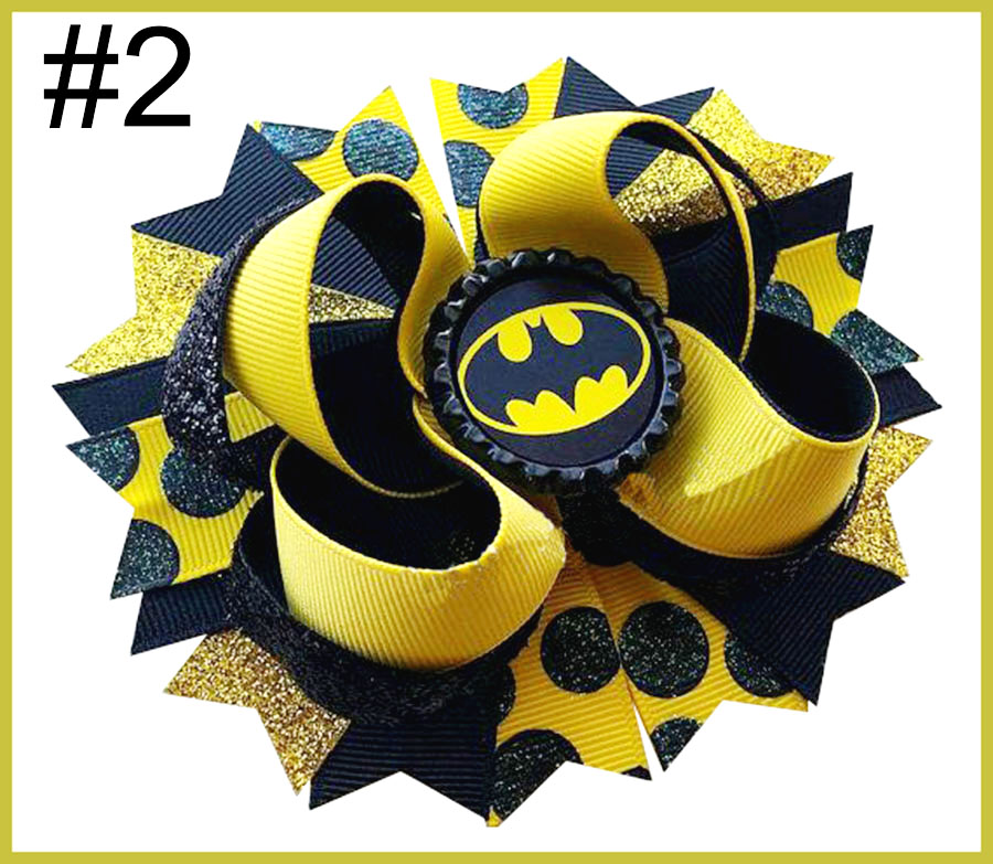 4.5-5.5'' batman inspired hair bow stacked batgirl hair bow