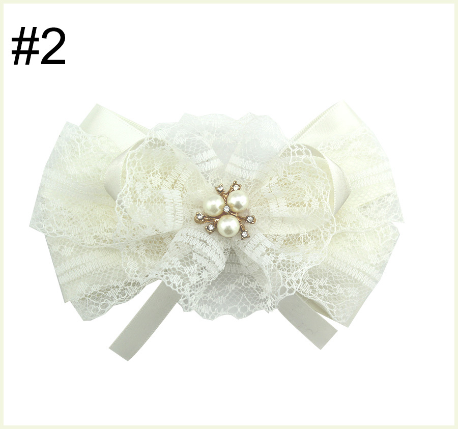 5\'\' rhinestones girl lace hair bows accessories with clips big