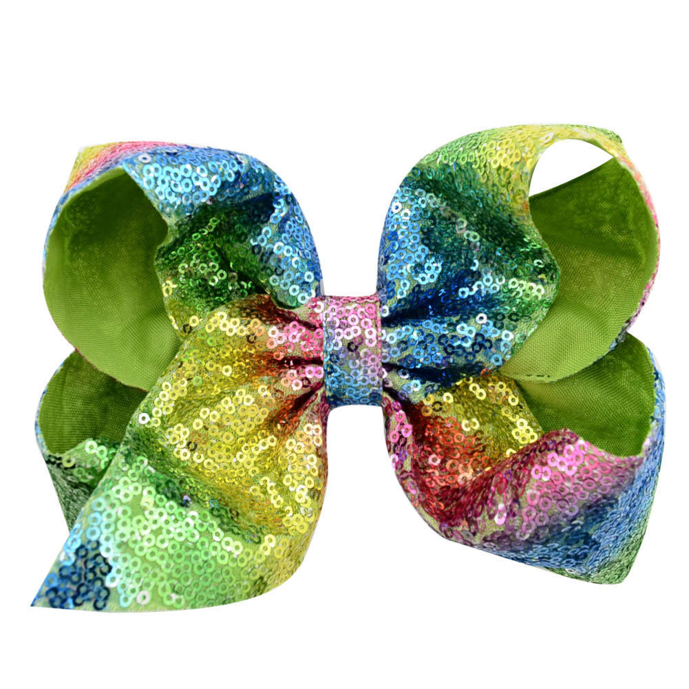 8" Sequin large Rainbow With Hair Clip For Girls