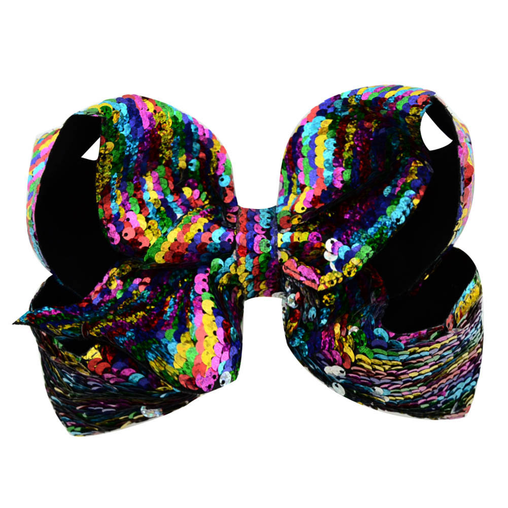 8\" Sequin large Rainbow With Hair Clip For Girls